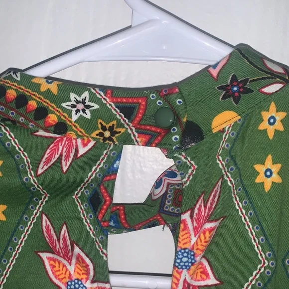 New York & Company: green and floral paisley print sleeveless dress w/ pockets - Picture 9 of 12